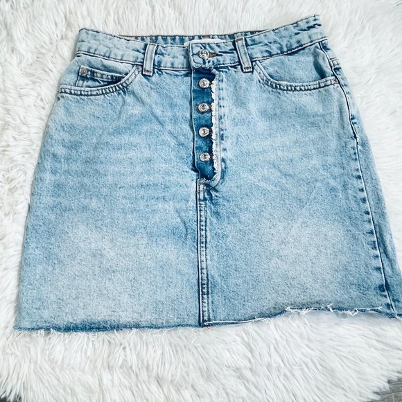Zara Light Blue Denim Jean Mini Skirt Small - Picture 1 of 9